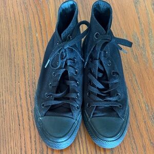 Women's All-Black High-Top Canvas Sneakers